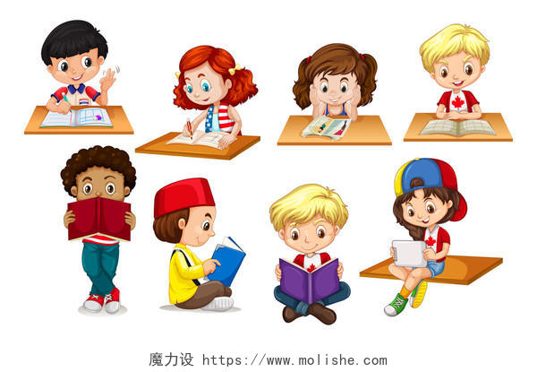儿童阅读和写作的插图读书分相会阅读世界读书日